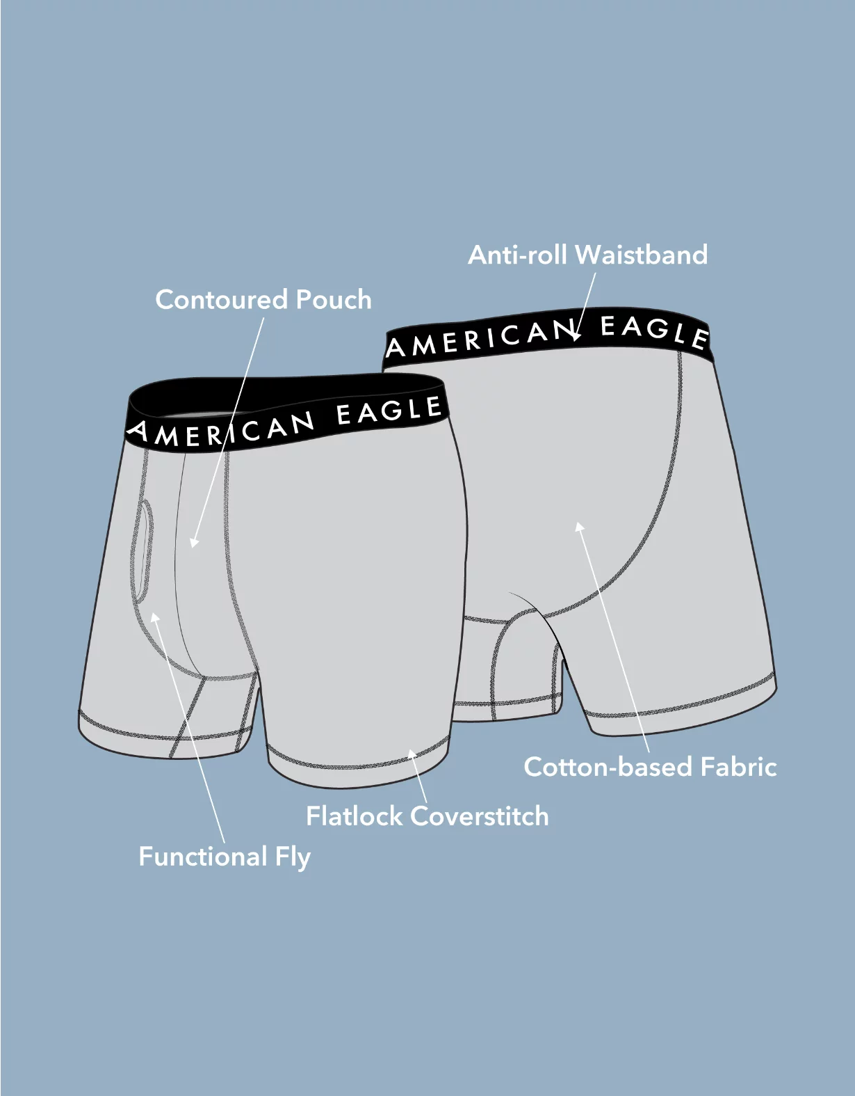 AEO Solid 6" Classic Boxer Brief 3-Pack 2 AEO Solid 6" Classic Boxer Brief 3-Pack - Image 2